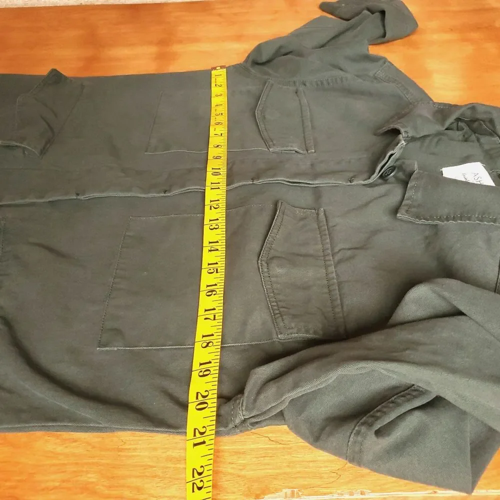 Utility Jacket Womens S Green 100% Cotton Military Army Button Front Grunge
